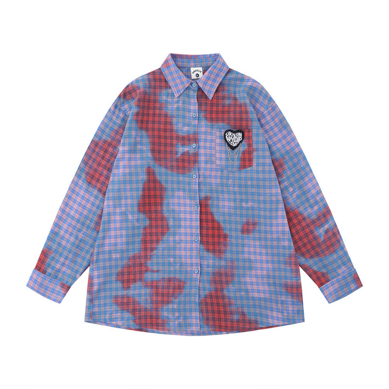 Men Long Sleeved T Shirt Plaid Long Sleeve Shirt Men's Fashion Loose Casual Spring and Autumn Shirt