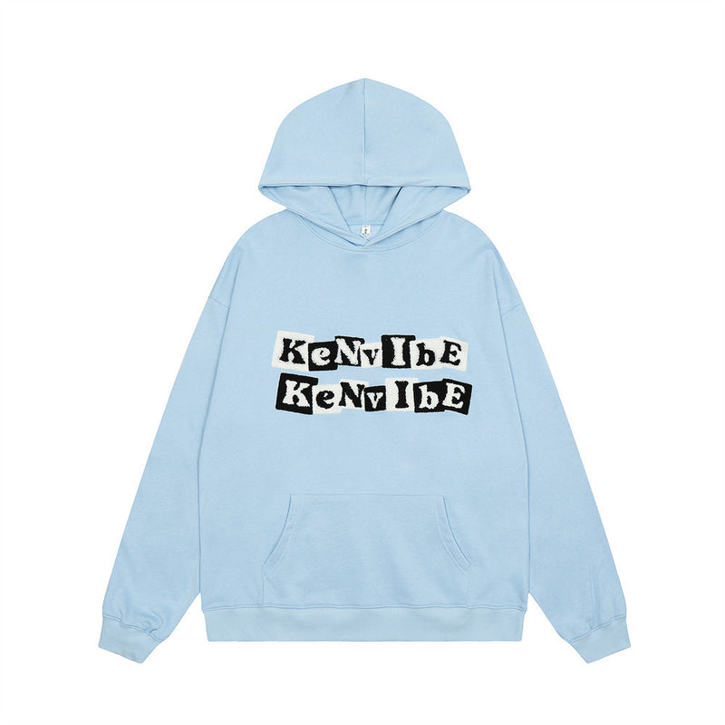 Men Hoodie Embroidered Letter Hooded Sweater Men's Loose Pullover Long Sleeve Hoodie