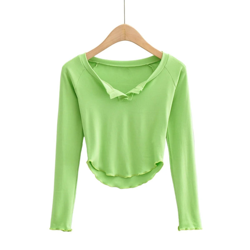 Women T-Shirt Bottoming Shirt Yoga Workout Long Sleeve T-shirt