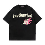 Men T Shirt Vintage Letter Print Street Style Casual Couple Short Sleeve T-shirt