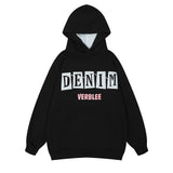 Men Hoodie Turtleneck Hooded Sweater Men's Paste Cloth Embroidery Letter Pullover