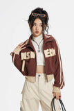 Unisex Jacket Autumn Striped Patch Coat Women's Clothing