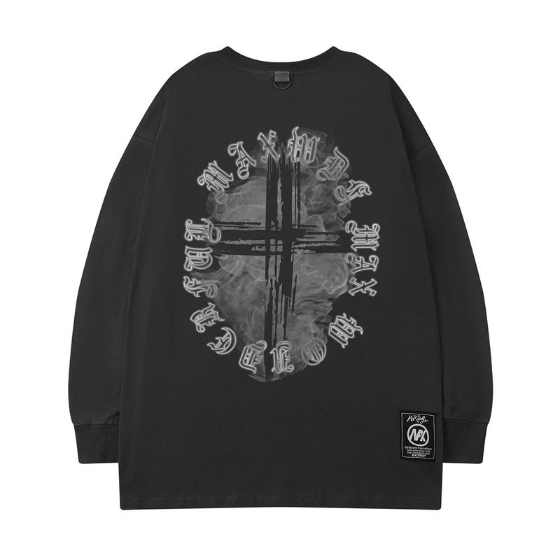 Men Long Sleeve Shirt Tkpa Vintage Letter Printed Long Sleeve T-shirt Men and Women Loose Top Ins