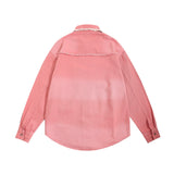 Men Long Sleeved T Shirt Letter Wash Denim Shirt Coat Spring and Autumn Men's Long Sleeve Shirt Jacket