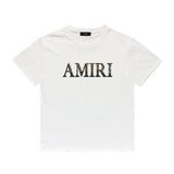 Amiri T Shirt Leopard Print Letter Print Round Neck