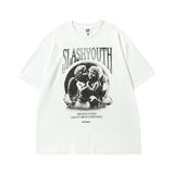 Men's T Shirt Ghost Print Short-Sleeved T-shirt Men's and Women's Retro Style Loose