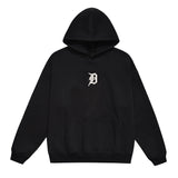 Men Fleece Lined Hoodie Autumn Winter Sweater Male Letter Embroidered Loose Hooded Pullover Long Sleeve Top