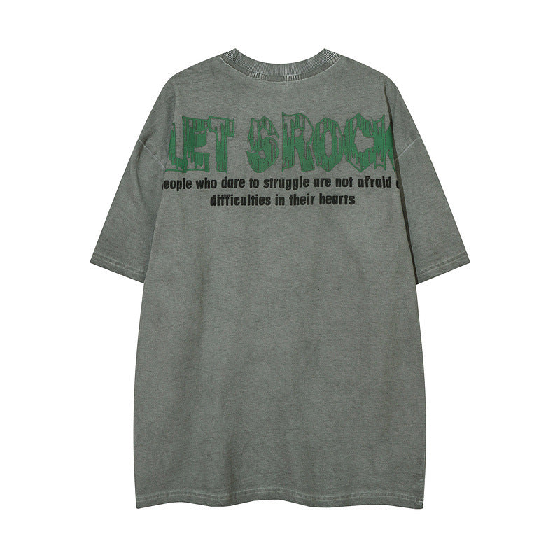 Men's T Shirt Printed Short-Sleeved T-shirt Men's and Women's Retro Hip Hop Loose