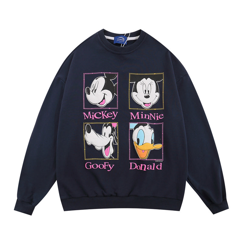 Men Hoodie Cartoon Mickey Mouse Printed Crew Neck Sweatshirt