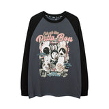 Men Long Sleeve Shirt Contrast Color Raglan Couple Long Sleeve Bottoming T-shirt Retro Men and Women
