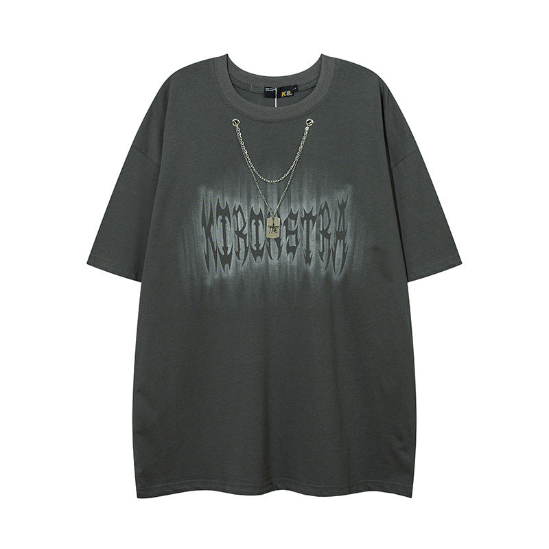 Men T Shirt Gothic Cross Graffiti Printing Short Sleeve T-shirt Men and Women Street Loose