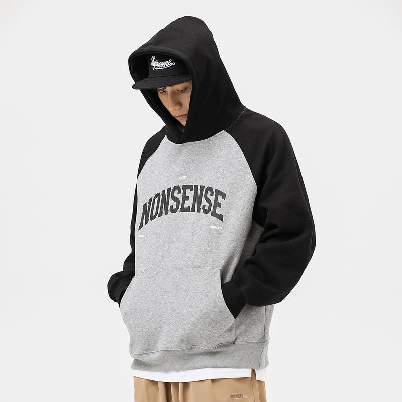 Unisex Hoodie Vintage Raglan Sleeve Loose Hooded Sweater Men's Fashion Brand