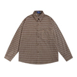 Men Long Sleeved T Shirt Plaid Long Sleeve Shirt Men's Loose Casual Spring and Autumn Lapel Shirt