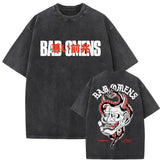Washed Vintage Bad Omens Print T-shirt Funny Moth