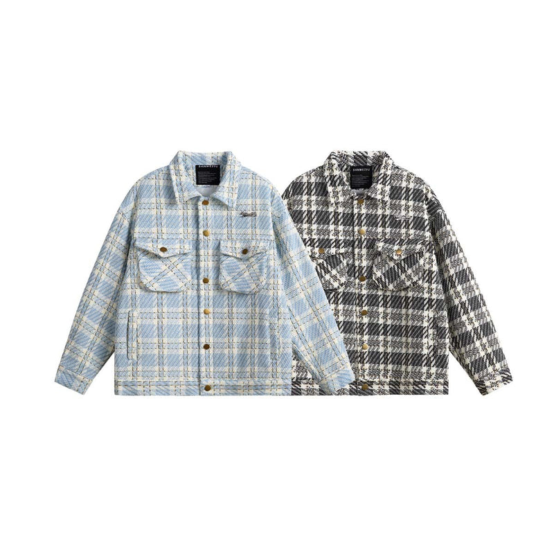 Unisex Jacket Fall Plaid Contrast Color Casual Jacket Women's Clothing