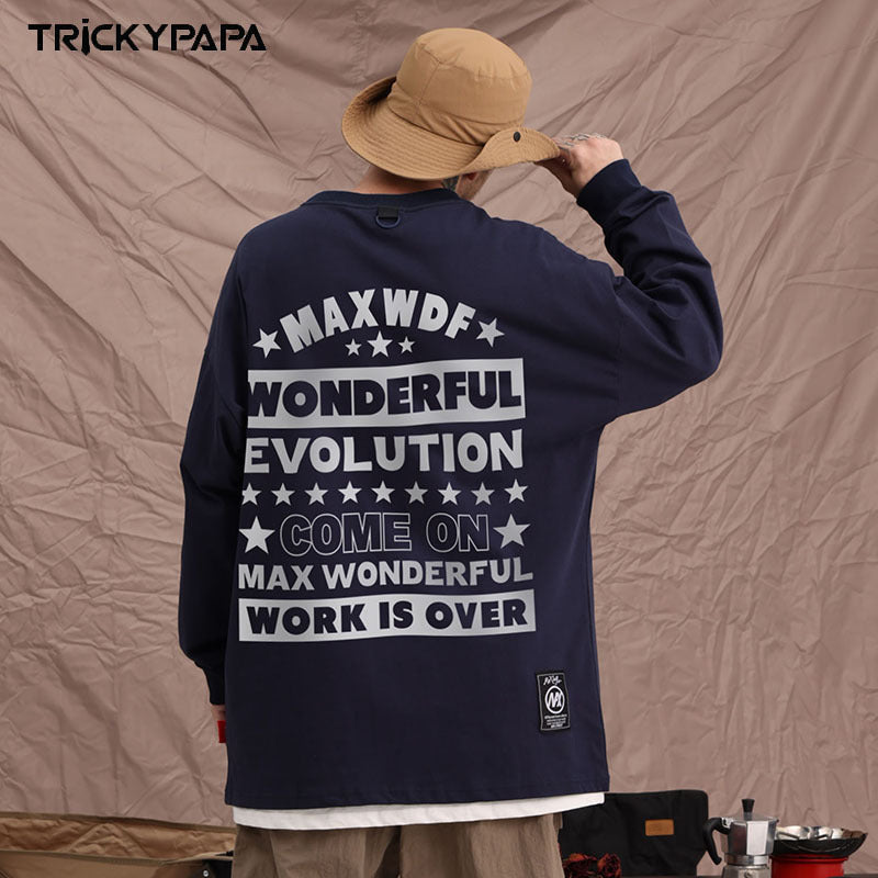 Men Long Sleeve Shirt Fashion Brand Autumn and Winter Long Sleeve T-shirt Men and Women Ins Hip Hop Style Loose