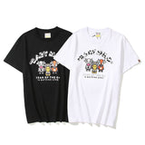 Bathing Ape Summer plus Size Loose Cartoon Anime Print Men's and Women's Short-Sleeved T-shirt