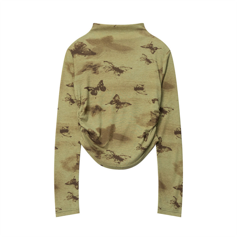 Women Long Sleeve T-Shirt Long Sleeve T-shirt Girls Slim Retro Short Spring and Autumn
