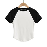 Women T-Shirt Top Summer round Neck Fitted Short T-shirt