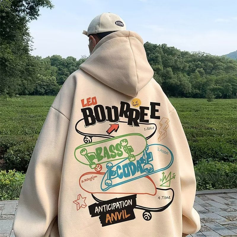 Men Hoodie Retro Hooded Sweater Men's Spring and Autumn Loose Casual Hoodie