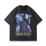 Men T Shirt Vintage Portrait Printing Distressed Short-Sleeved T-shirt Men's Loose