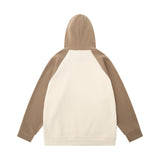 Men Hoodie Animal Print Dog Hooded Sweater Color-Block Raglan Sleeves