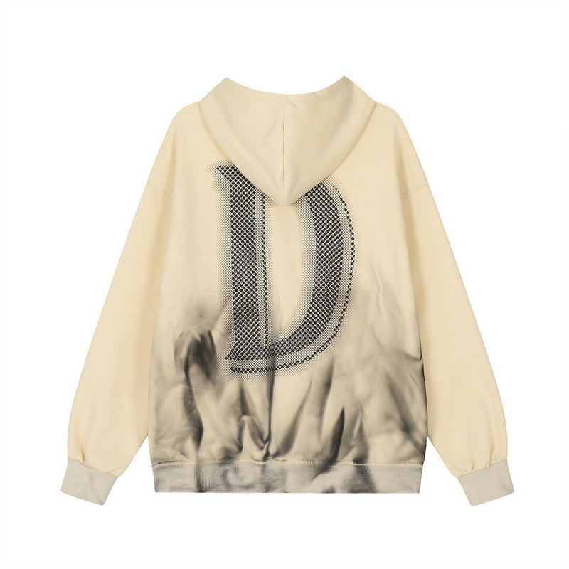 Men Hoodie Paste Cloth Embroidery Letter Inkjet Hooded Sweater
