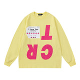Men Long Sleeve Shirt Dopamine Couple Long Sleeve T-shirt Retro Loose Casual