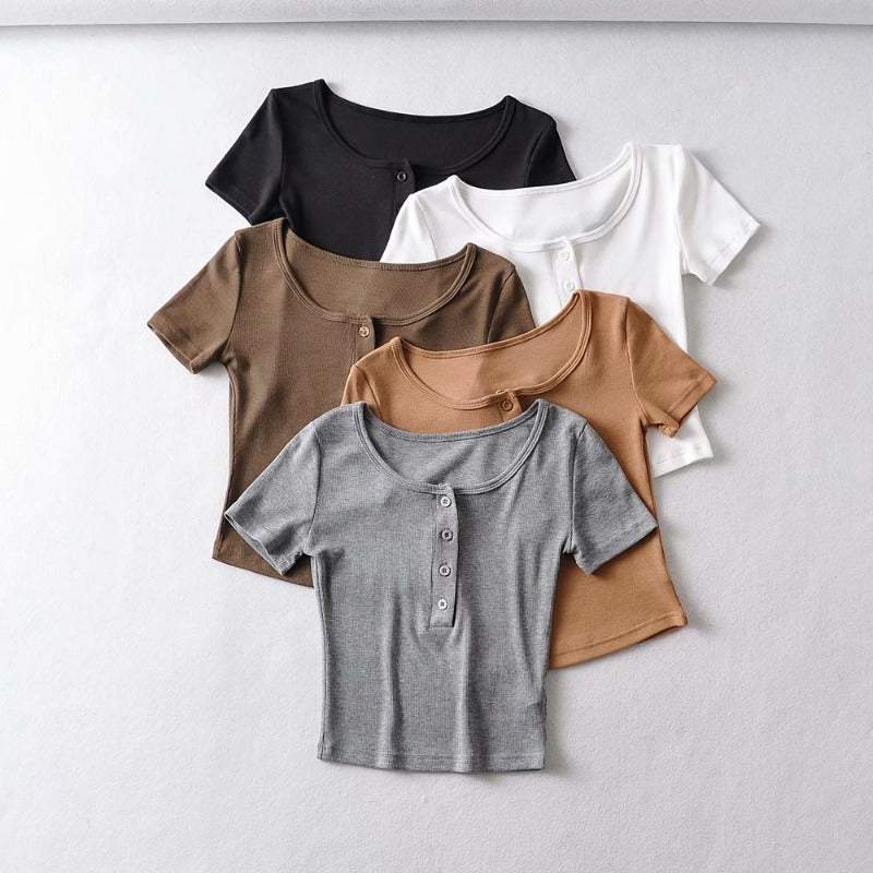 Women's T-Shirt Summer Round Neck Short sleeved T-shirt Top