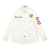 Men Long Sleeve T Shirt Men's Ins Loose Casual Embroidered Lapel Shirt Coat