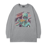 Men Long Sleeve Shirt Alien Printed Long Sleeve T-shirt Men's Loose round Neck Couple
