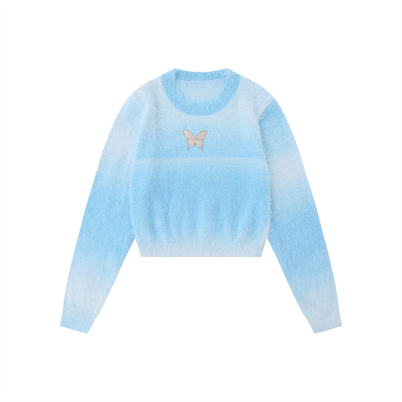Women Sweater Short Sweater Women's Autumn and Winter round Neck Sweater