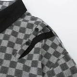 Men Long Sleeved T Shirt Contrast Color Long Sleeves Shirt Spring and Autumn High Street Loose Turn Button Shirt