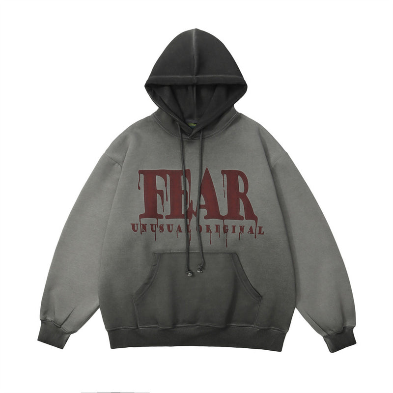 Men Hoodie Gradient Inkjet Letter Hooded Sweaters Menswear Pullover Loose Casual Hoodie