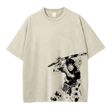 Anime Jujutsu T Shirt Vintage Washed Gojo Saturo T-shirt