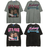 Men T Shirt Retro Portrait Printing Short-Sleeved T-shirt Men and Women Casual Couple