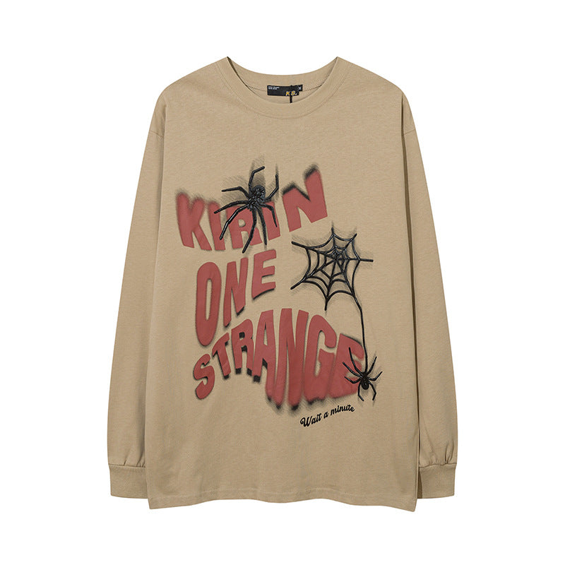 Men Long Sleeve Shirt Fun Printing Distressed Long Sleeve T-shirt Men and Women Vibe Idle Style Loose