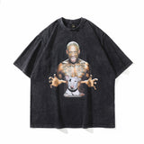 Men T Shirt Retro Figure Hip Hop Print Short Sleeve T-shirt for Men and Women