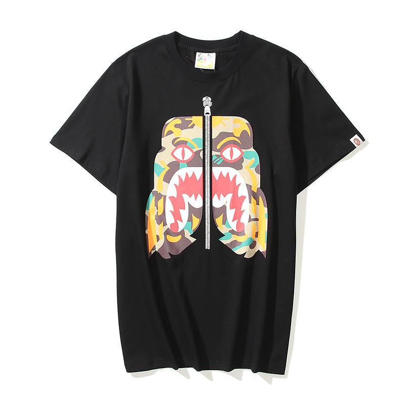 Bathing Ape T Shirt Summer Zipper Printed Short Sleeve