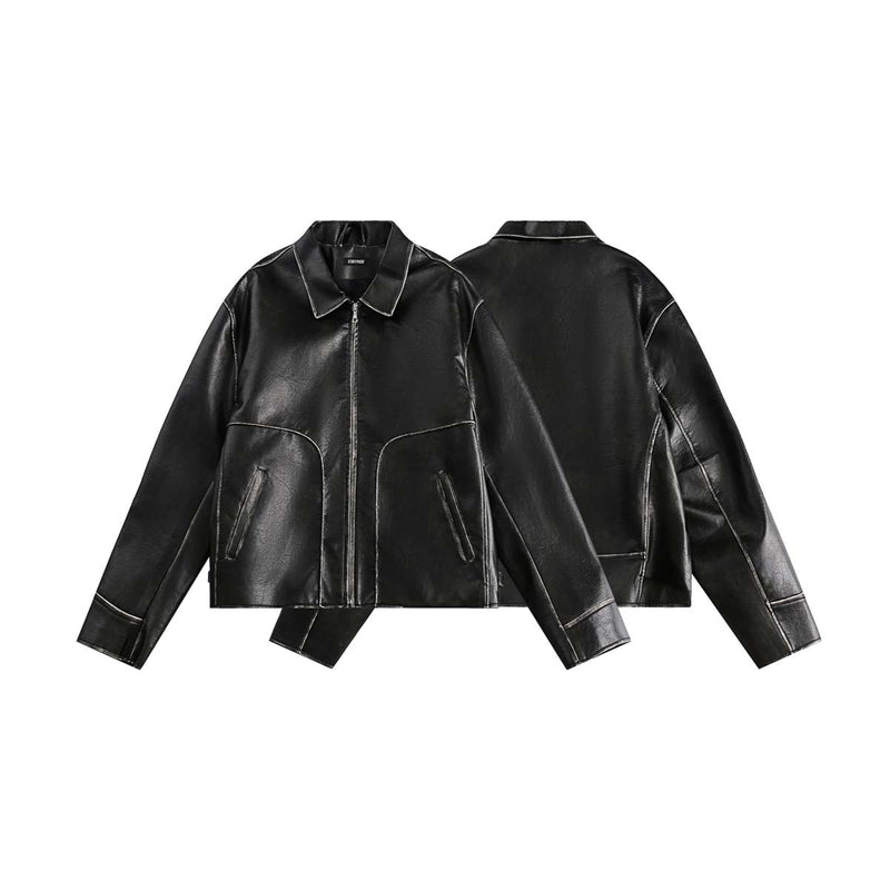 Unisex Jacket Autumn Hand-Worn Brushed Leather Coat