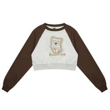 Women Hoodie Printed Short Sweater for Girls Spring and Autumn round Neck Long Sleeve