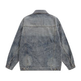 Men Denim Jacket Men's Autumn Loose Wash Distressed Coat