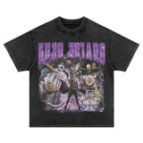 2024Kira Yoshikage T-shirt Oversize Vintage Washed Anime