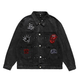 Men Denim Jacket Embroidered Denim Jacket Men's Loose Outer Wear Jacket