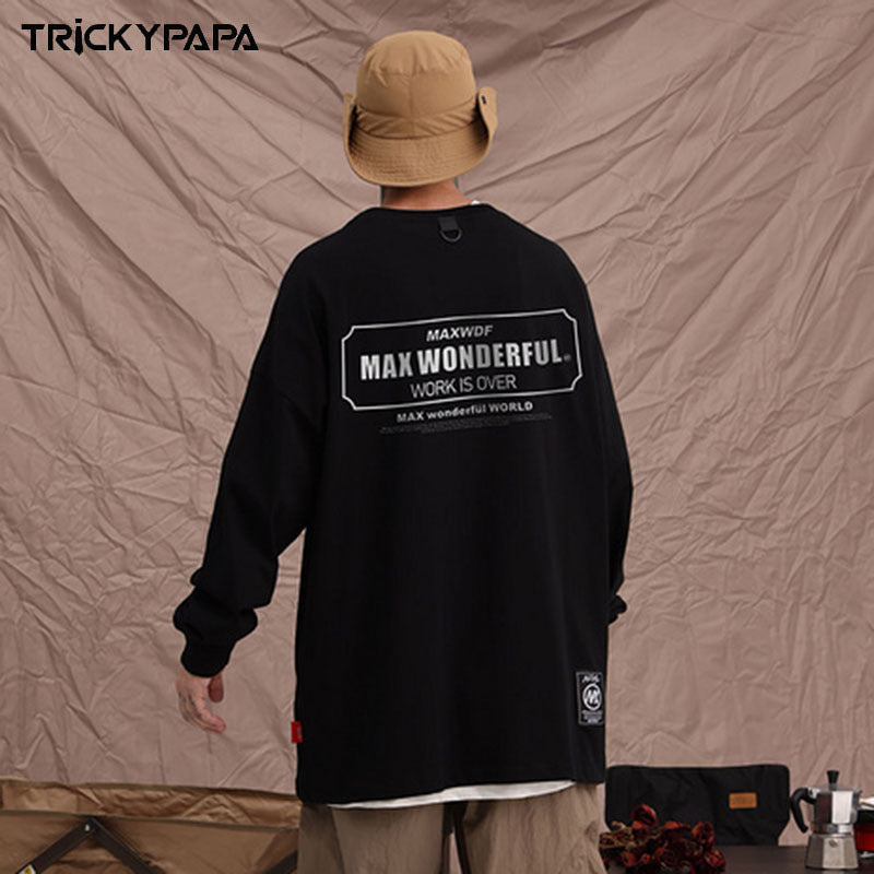 Men Long Sleeve Shirt round Neck Sweater Men's Spring and Autumn Loose Long Sleeve T-shirt Women's Coat