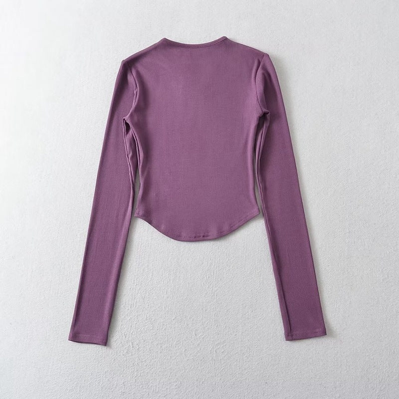 Women T-Shirt Long-Sleeved T-shirt Bottoming Shirt Short Top