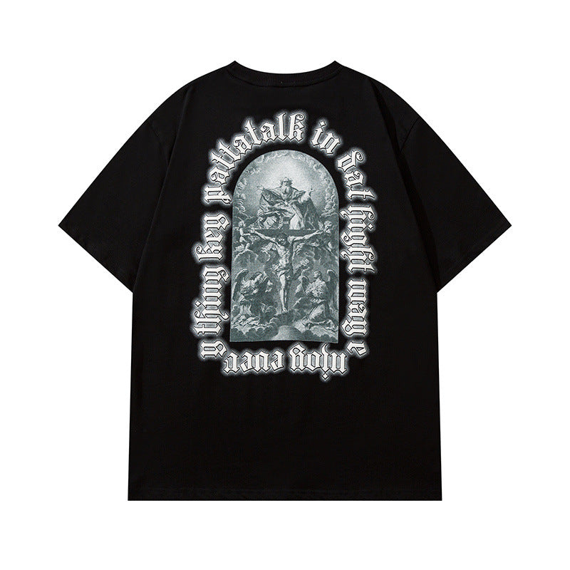 Men's T Shirt Printed Short-Sleeved T-shirt Men's and Women's Ins Couple's Tops