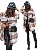 Plaid Trench Coat Mid-Length Plaid Printed Coat