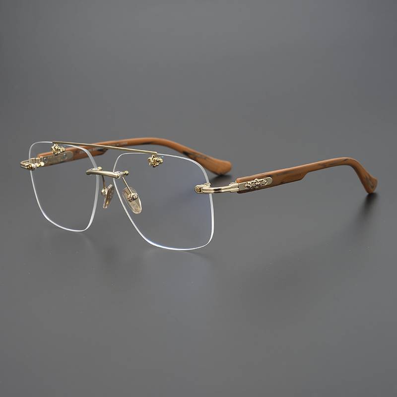 CHH Chrome Hearts Glasses Versatile Vintage Perforated Frameless Toad Mirror Myopia Glasses Frame