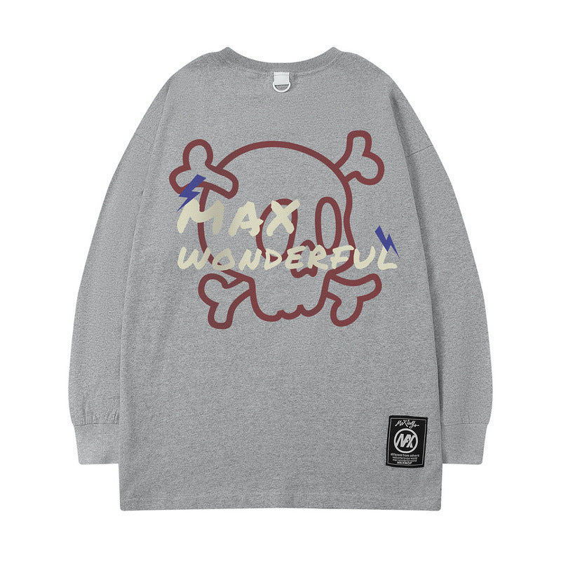 Men Long Sleeve Shirt Fashion Brand Personality Cartoon Printed Loose Long Sleeves T-shirt Men and Women Hip Hop
